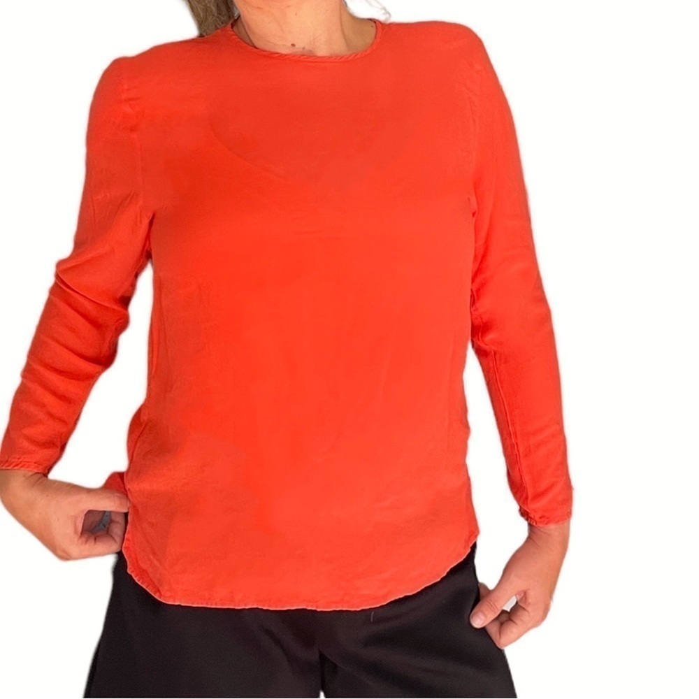 Elegant Orange Long Sleeve Blouse